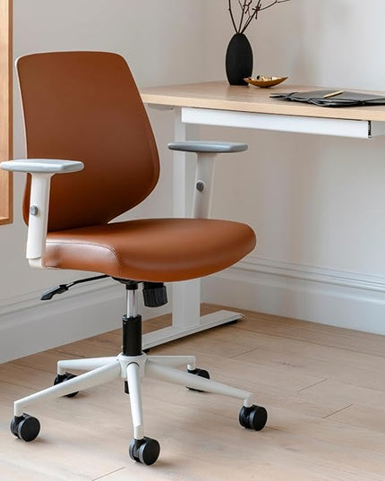 Branch Daily Chair - Vegan Leather Office Chair with Swivel, Lumbar Rest, and Adjustable Armrests - Comfortable Seating for Improved Posture and Productivity - Dune - LeafyLoom