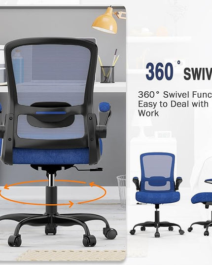 Office Chair, Ergonomic Desk Chair with Adjustable Lumbar Support, High Back Mesh Computer Chair with Flip-up Armrests-BIFMA Passed Task Chairs, Executive Chair for Home Office - LeafyLoom