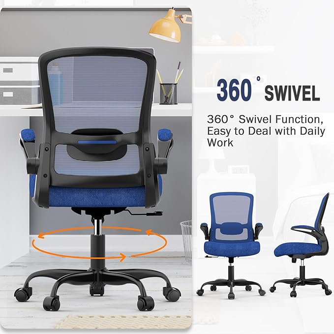 Office Chair, Ergonomic Desk Chair with Adjustable Lumbar Support, High Back Mesh Computer Chair with Flip-up Armrests-BIFMA Passed Task Chairs, Executive Chair for Home Office - LeafyLoom
