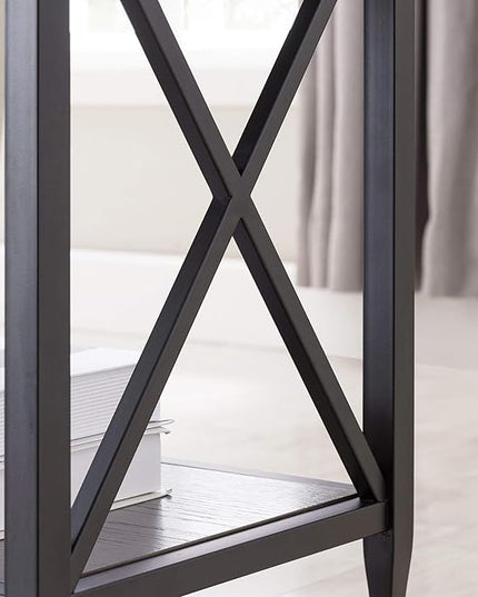 Leick Home 23022 Chisel & Forge One Drawer Nightstand with Shelf, Gray/Matte Black - LeafyLoom