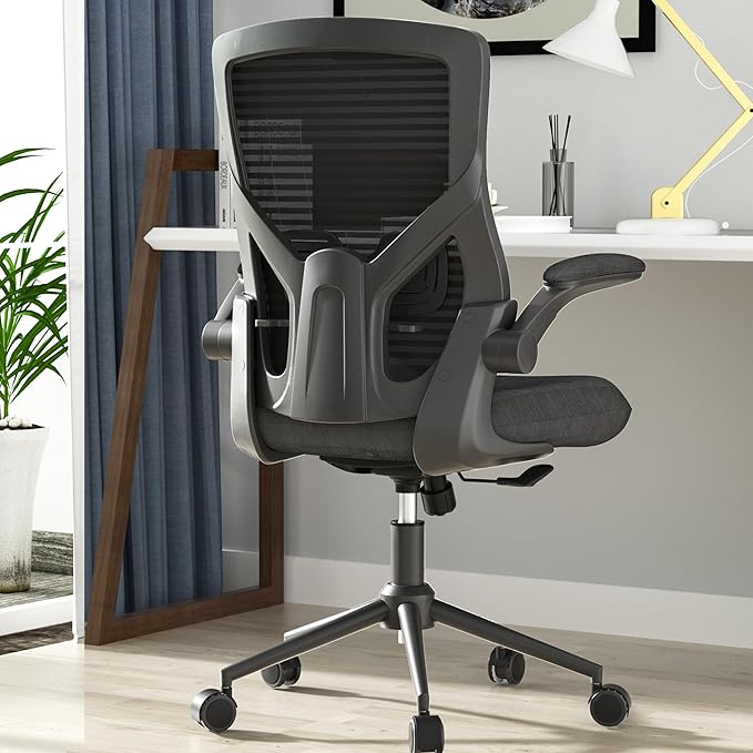 Office Chair, High Back Desk Chair with Adjustable Lumbar Support, Ergonomic Mesh Computer Chair with Premium Cold-Cured Cushion, Height Liftable Swivel Chair for Home Office - LeafyLoom