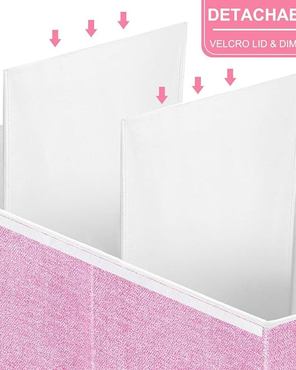 Extra Large Toy Box for Kids,Collapsible Toys Storage Chest Boxes Organizers with Dividers for Boys,Girls,Closet,Nursery,Playroom 35.8"x12.6"x16"(Dark Pink) - LeafyLoom