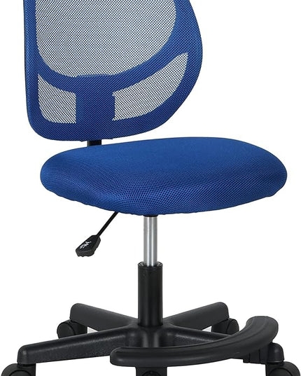 Amazon Basics Kids Adjustable Mesh Low-Back Swivel Study Desk Chair with Footrest, Blue - LeafyLoom
