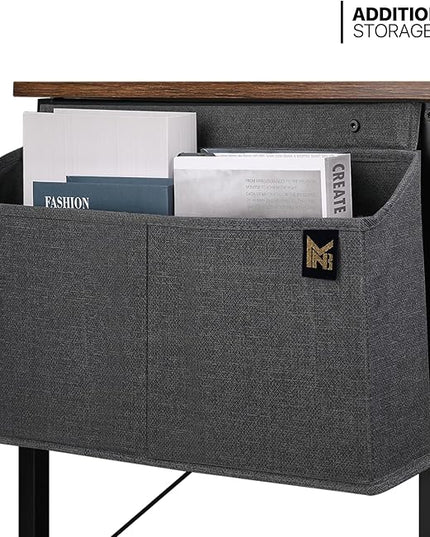 MoNiBloom Home Office Gaming Desk, 40 Inches Computer Study Table with A Storage Bag, Rustic Brown - LeafyLoom