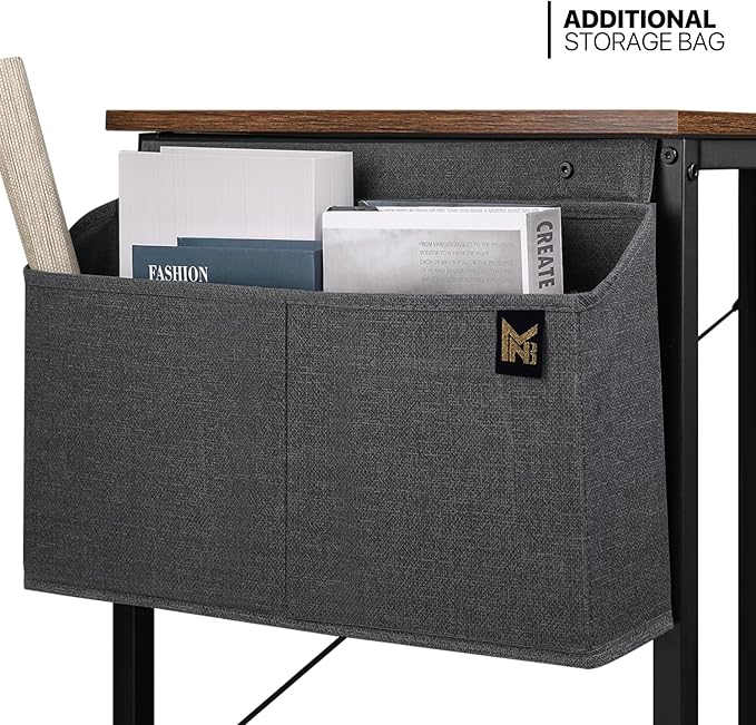 MoNiBloom Home Office Gaming Desk, 40 Inches Computer Study Table with A Storage Bag, Rustic Brown - LeafyLoom