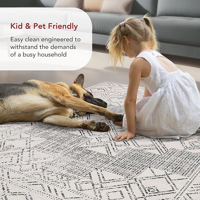 nuLOOM Mia Machine Washable Geometric Medallion Ultra Thin Area Rug, 6' Square, Light Grey - LeafyLoom