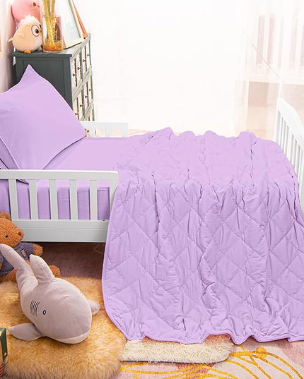 NTBAY Toddler Bedding Set - 4 Piece Soft and Breathable Crib Bedding Set for Boys and Girls, Includes Quilted Comforter, Fitted Sheet, Flat Top Sheet and Envelope Pillowcase, Lavender - LeafyLoom