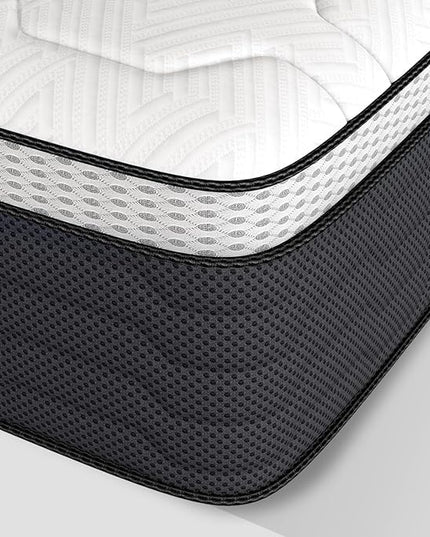 King Mattress 14 Inch, King Mattresses Hybrid Spring Mattress in a Box, King Size Foam Innerspring Mattress with Motion Isolation & Pressure Relief for King Bed Frames, Medium Soft, White Grey - LeafyLoom
