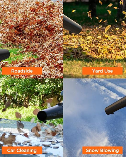 Litheli 20V Leaf Blower Cordless 2.0 Ah Battery Powered, 355CFM/85MPH & 2 Speed Levels, Handheld Electric Blowers for Lawn Care, Patio, Snow, Dust, Blowing Leaves - LeafyLoom