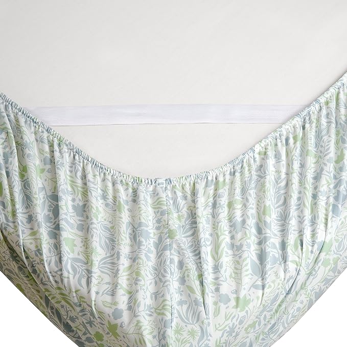Elegant Comfort Softest and Coziest 4-Piece Sheet Set - 1500 Premium Hotel Quality Microfiber - Deep Pocket, Wrinkle Resistant 4-Piece Floral Bed Sheet Set, Twin, Anita Green - LeafyLoom