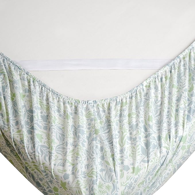 Elegant Comfort Softest and Coziest 6-Piece Sheet Set - 1500 Premium Hotel Quality Microfiber - Deep Pocket, Wrinkle Resistant 6-Piece Floral Bed Sheet Set, Full, Anita Green - LeafyLoom