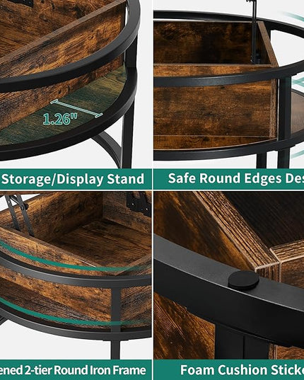 YITAHOME Round Lift Top Coffee Table, Coffee Tables for Living Room with Hidden Storage Compartment, Modern Coffee Table with Storage for Home Office,Round Center Tables Living Room,Rustic Brown - LeafyLoom