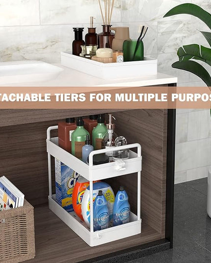 Ronlap 3 Tier Classic Storage Rolling Cart Slim Storage Cart with Wheels Slide Out Storage Rolling Cart Organizer Plastic for Bathroom Laundry, White - LeafyLoom