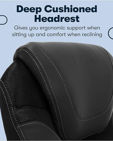 Serta Bryce Executive Office Chair, Ergonomic Computer DeskChair with Patented AIR Lumbar Technology, Comfortable Layered Body Pillows for Cushioning, SertaQuality Foam, Bonded Leather, Black - LeafyLoom