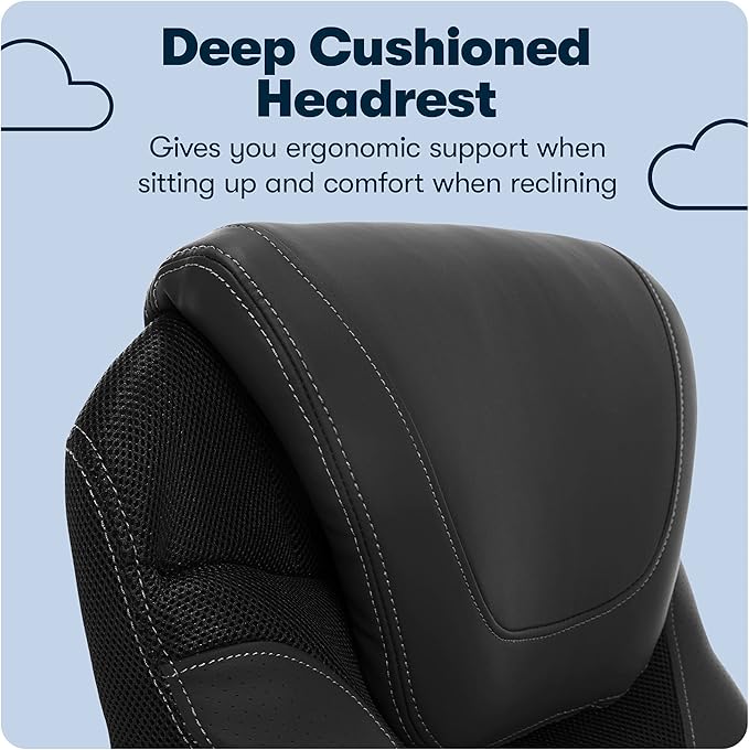 Serta Bryce Executive Office Chair, Ergonomic Computer DeskChair with Patented AIR Lumbar Technology, Comfortable Layered Body Pillows for Cushioning, SertaQuality Foam, Bonded Leather, Black - LeafyLoom