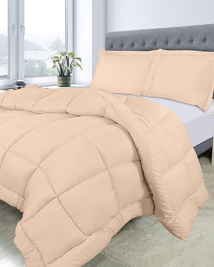 Utopia Bedding Queen Size Comforter Set with 2 Pillow Shams, Bedding Comforter Sets, Down Alternative Beige Comforter, Soft and Comfortable, Machine Washable (Pack of 4) - LeafyLoom