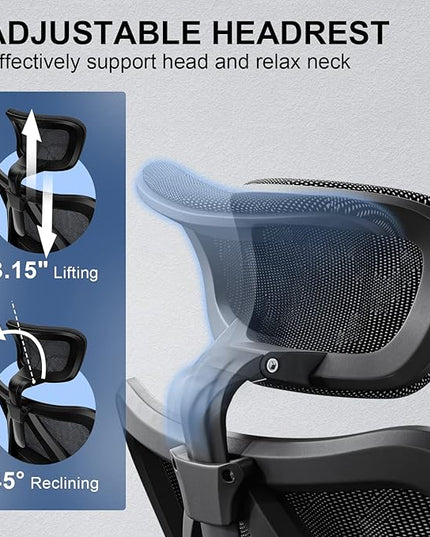 SIHOO M57 Ergonomic Office Chair with 3 Way Armrests Lumbar Support and Adjustable Headrest High Back Tilt Function Black - LeafyLoom