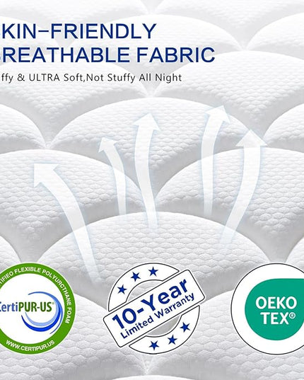 Full Mattress, 12 Inch Size Gel Memory Foam Mattress, Individually Inner Spring Hybrid Mattresses, Medium Firm colchones in a Box, Pressure Relief - LeafyLoom