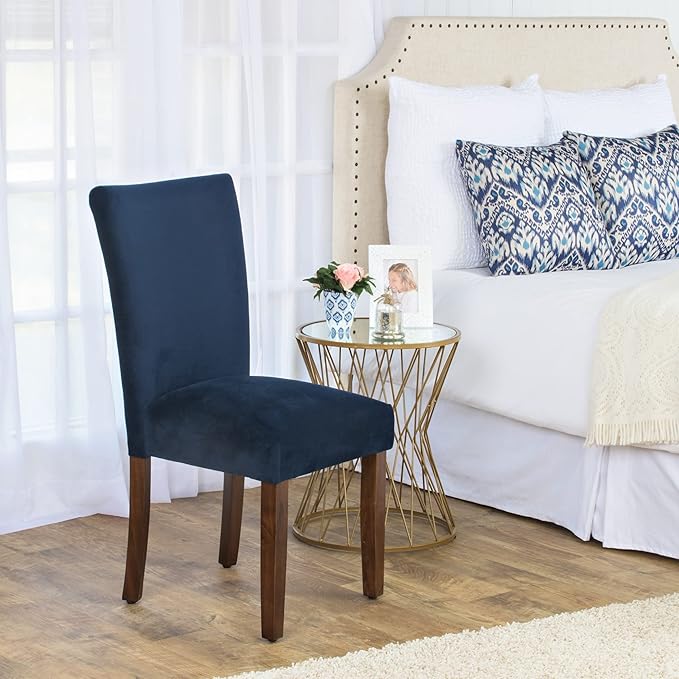 HomePop Parsons Classic Dining Room Tables and Chairs, Pack of 2, Dark Navy - LeafyLoom