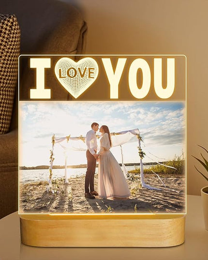 Attivolife I Love You Picture Frame, Light up Photo Frame with Warm LED Night Light, Desktop Display Creative Memory Gifts for Couple Women Mom Valentine Day Wedding Anniversary Present(4x6'' Photo) - LeafyLoom