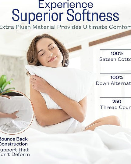 Sleep Restoration Gel Pillow - (2 Pack Queen) Best Hotel Quality Comfortable and Plush Cooling Gel Fiber Filled Pillow - LeafyLoom
