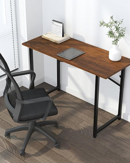 47 inch Folding Desk No Assembly Required, Writing Gaming Computer Camping Table, Home Office Desk, Mahogany - LeafyLoom