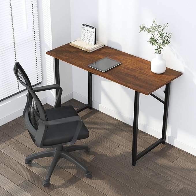 47 inch Folding Desk No Assembly Required, Writing Gaming Computer Camping Table, Home Office Desk, Mahogany - LeafyLoom