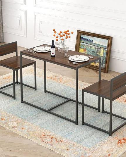 SogesHome Compact Dining Table Set with 2 Chairs, Small 3 Piece Lunch Table Set, Breakfast Table Chair Set for Kitchen, Living-Room - LeafyLoom