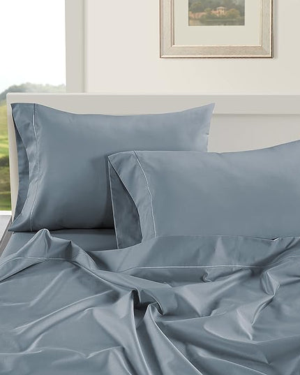 LANE LINEN 100% Egyptian Cotton Twin Sheets Set (3 Pc) – 1000 Thread Count – Sateen Weave - Ultra Soft Twin Bed Sheets – Luxury Hotel Bedding – Twin Size Sheets Set with Deep Pockets – French Blue - LeafyLoom
