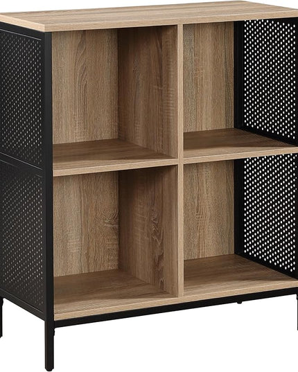 OSP Home Furnishings Ace Contemporary Modern Storage Cube Bookcase, 4 Cubes, River Oak Finish - LeafyLoom