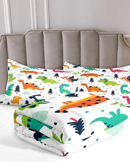 Dinosaurs Kids Comforter Bedding Set 3 PCS Super Soft Breathable Print Kids Bedding Sets for Boys Girls, Machine Washable Durable Comforter Set with Comforter and 2 Pillowcases (Twin, Dinosaur) - LeafyLoom