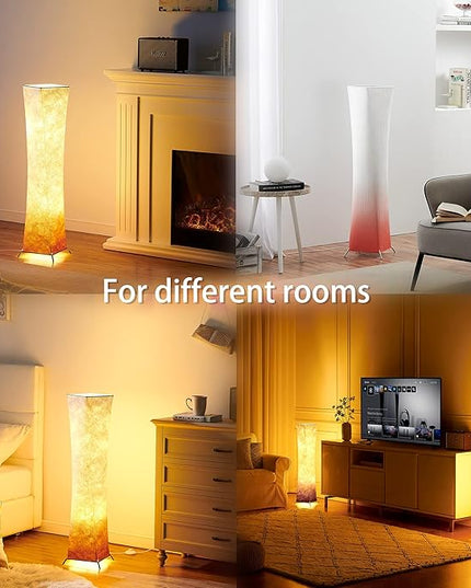 chiphy Floor Lamp, Dimmable 39" (XS) Tall Standing Lamp, 3 Levels Adjustable Brightness LED Bulbs, Column Floor Light, Red Gradient Fabric Lampshade, Home Decor for Living Room, Bedroom, Kids Room - LeafyLoom