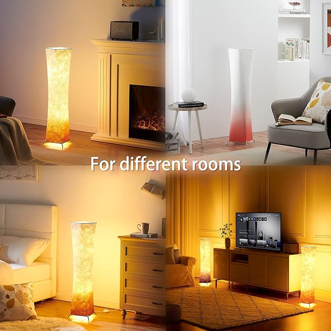 chiphy Floor Lamp, Dimmable 39" (XS) Tall Standing Lamp, 3 Levels Adjustable Brightness LED Bulbs, Column Floor Light, Red Gradient Fabric Lampshade, Home Decor for Living Room, Bedroom, Kids Room - LeafyLoom