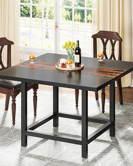 39.4"x 39.4"x29.5 “ inches Rustic Wooden Square Dining Kitchen Table for Small Space - LeafyLoom
