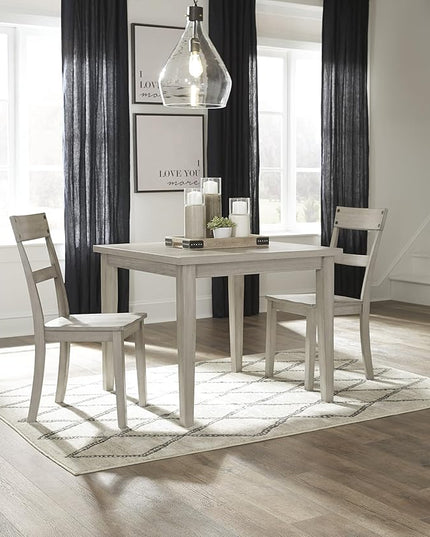 Signature Design by Ashley Nelling Modern Farmhouse 18" Weathered Dining Chair, Set of 2, White & Dark Brown - LeafyLoom