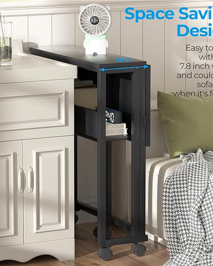 GreenForest Folding Desk Small Rolling Desk with Storage Shelf,31.5 inch Foldable Computer Desk with Wheels for Small Space,Easy Assembly,Black - LeafyLoom