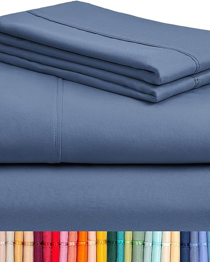 LuxClub Twin XL Sheets - Soft Twin Bed Sheets for-Boys-and-Girls-4 PC Deep Pockets 18" Eco Friendly Wrinkle Free-Kids-Fitted Sheets Machine Washable Hotel Bedding Silky Soft - Oxford Twin XL - LeafyLoom