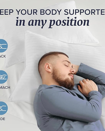 Beckham Hotel Collection King Size Memory Foam (Adjustable Fill) Bed Pillows Set of 2 - Cooling Shredded Foam Pillow for Back, Stomach or Side Sleepers - LeafyLoom