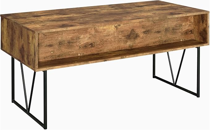 Coaster Home Furnishings Analiese Rustic 63-Inch 4-Drawer Home Office Computer Writing Desk Study Table with Storage Engineered Eco-Friendly Wood Look Laminate Sturdy Steel Base Rustic Nutmeg 800999 - LeafyLoom
