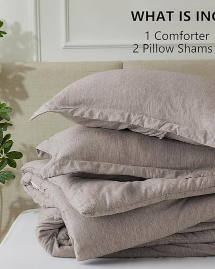 CozyLux Queen Size Comforter Set - 3 Pieces Linen Soft Luxury Cationic Dyeing Bedding Comforter for All Season, Breathable Lightweight Fluffy Boho Bed Sets with 1 Comforter and 2 Pillow Shams - LeafyLoom