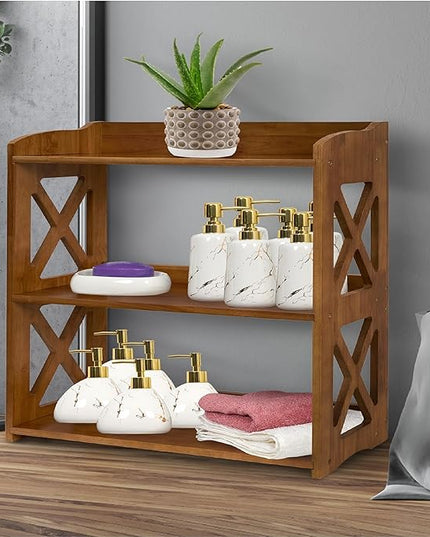 Bookcase by Natural Wood, 3 Tier Bookshelf, Small Book Shelves Freestanding Display Storage Shelves. Open Bookshelf for Bedroom, Living Room and Office (Brown, 3 Tier) - LeafyLoom