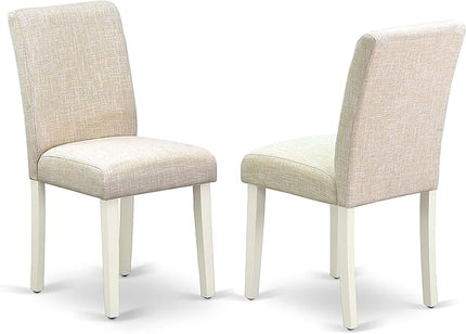 East West Furniture 1NDAB3-LWH-02 3 Piece Kitchen Set Contains a Rectangle Room Table with Dropleaf and 2 Light Beige Linen Fabric Parson Dining Chairs, 30x48 Inch - LeafyLoom