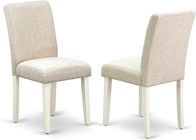 East West Furniture 1NDAB3-LWH-02 3 Piece Kitchen Set Contains a Rectangle Room Table with Dropleaf and 2 Light Beige Linen Fabric Parson Dining Chairs, 30x48 Inch - LeafyLoom