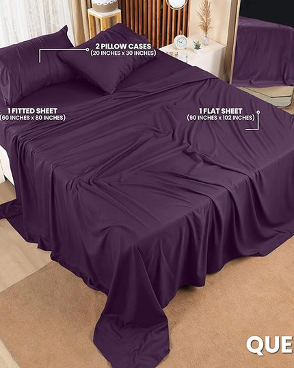 Utopia Bedding Queen Bed Sheets Set - 4 Piece Bedding - Brushed Microfiber - Shrinkage and Fade Resistant - Easy Care (Queen, Purple) - LeafyLoom
