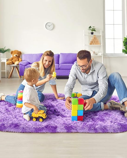 Noahas Oval Fluffy Purple Rug 2.6X5.3 Small Kids Rugs for Bedroom Girls And Boys Aesthetic,Bedside Bedroom Rug,Ultra Soft Runner Carpet Modern Shaggy Nursery Area Rugs Home Decor'' - LeafyLoom