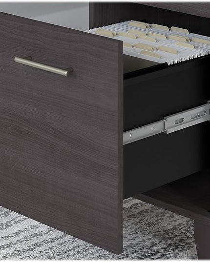 Bush SET015SG Somerset 35-Inch -41-Inch Adjustable Desk with Hutch, Storm Gray - LeafyLoom