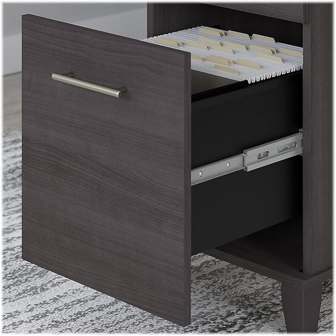 Bush SET015SG Somerset 35-Inch -41-Inch Adjustable Desk with Hutch, Storm Gray - LeafyLoom