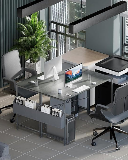 Pamray 47 Inch Computer Desk Small Spaces Desk with Storage Bag for Bedroom Writing and Home Office Work Small Study Desk Table Espresso Gray - LeafyLoom