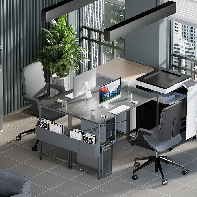 Pamray 47 Inch Computer Desk Small Spaces Desk with Storage Bag for Bedroom Writing and Home Office Work Small Study Desk Table Espresso Gray - LeafyLoom