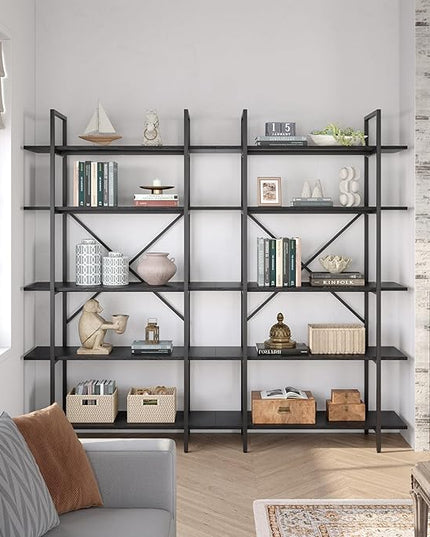 GAOMON 5 Tier Bookshelf, 67.9” Book Shelves for Living Room, Large Bookcase with 5 Open BookShelves, Display Shelves for Home Office, Study Room, Living Room, Bed Room-Black - LeafyLoom